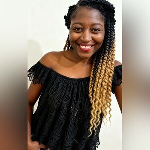 Meghan LA Black Crochet Women's Poncho